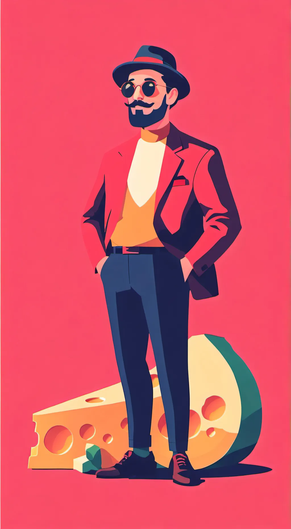 ai character: cheese guy  background