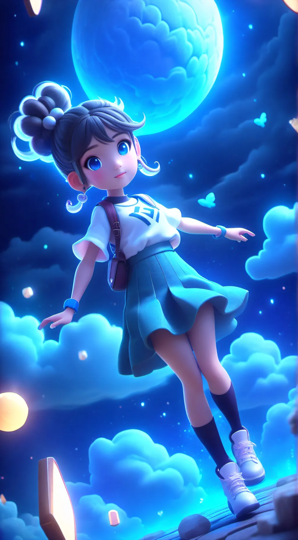 ai character: Floaty Cloudy background