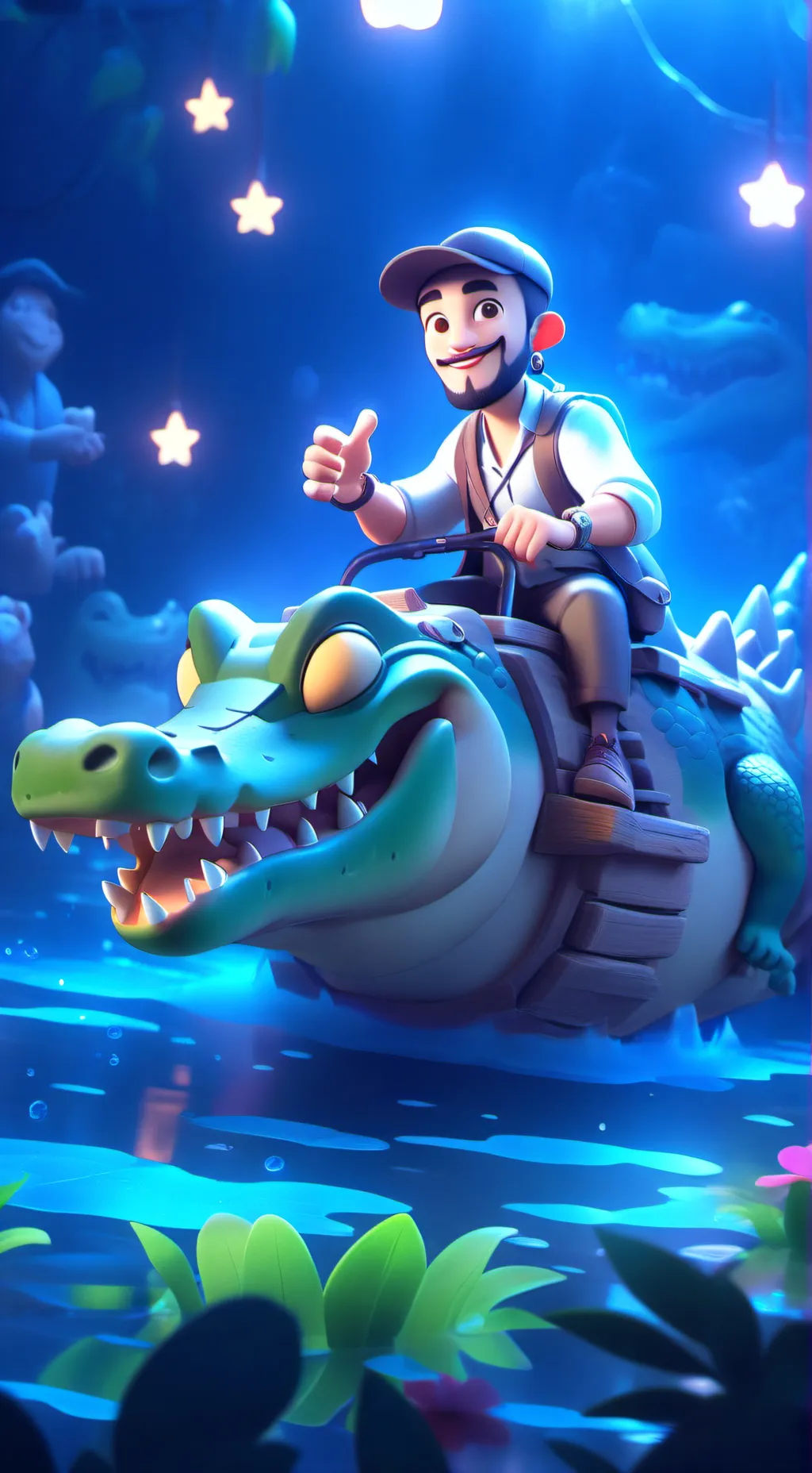 ai character: Guy with Alligator background