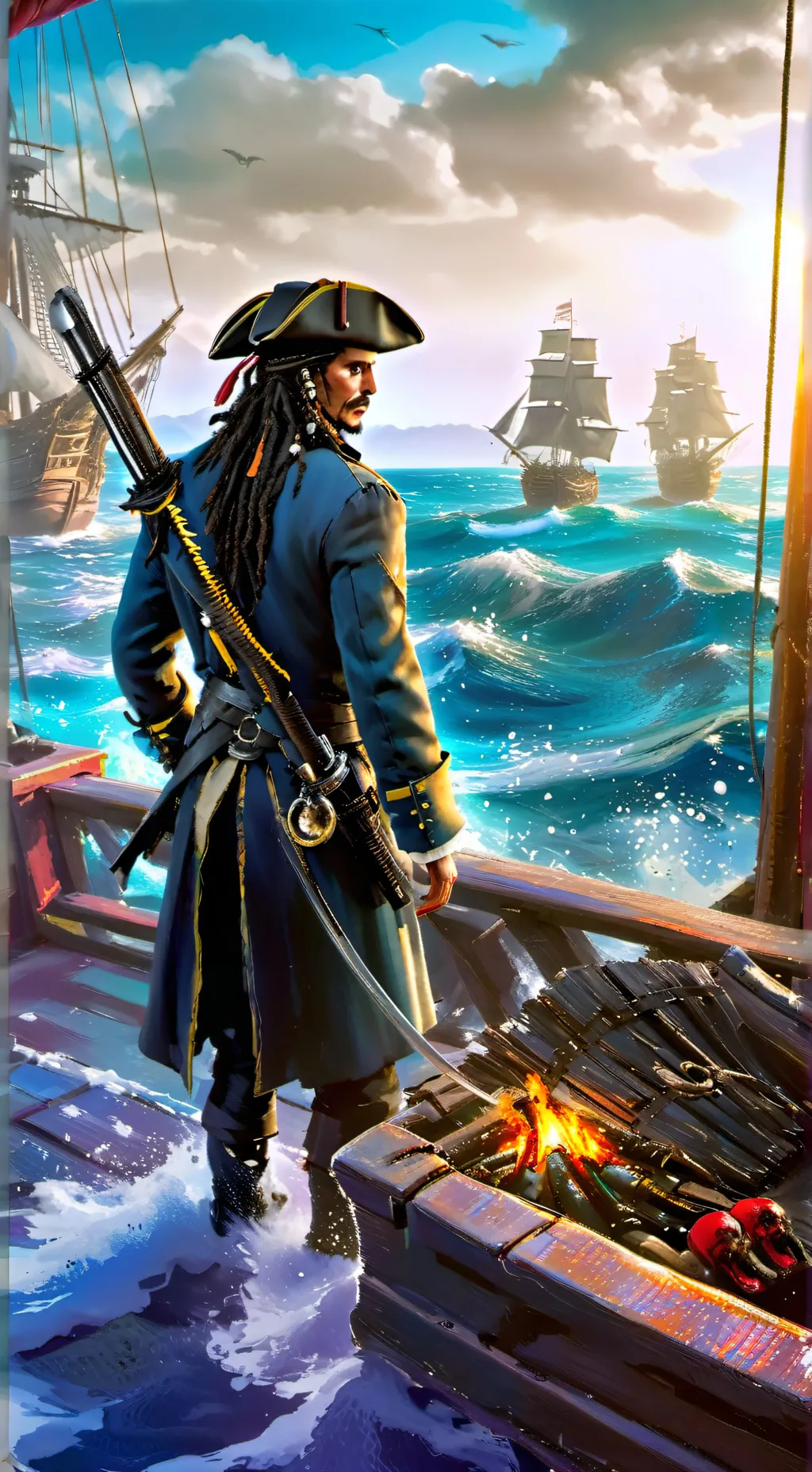 ai character: Pirates Cyberpunk background