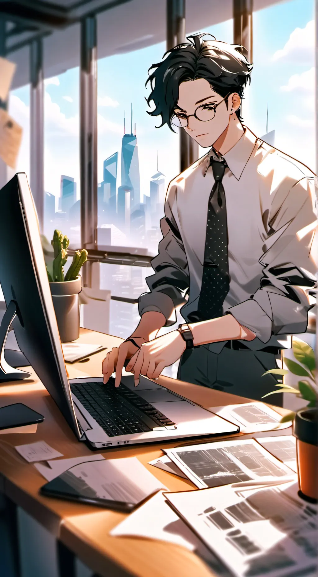 ai character: Tech Tycoon's Rise background