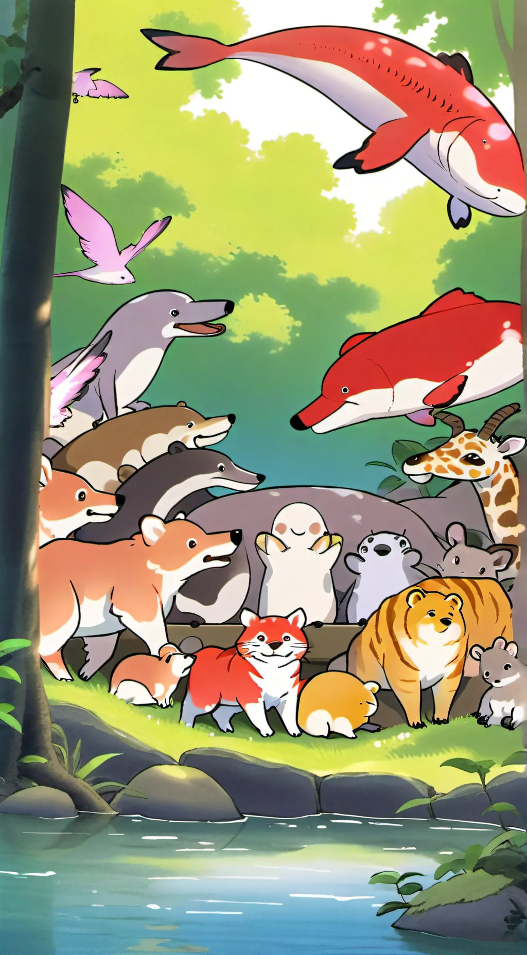 ai character: MHA pool party background