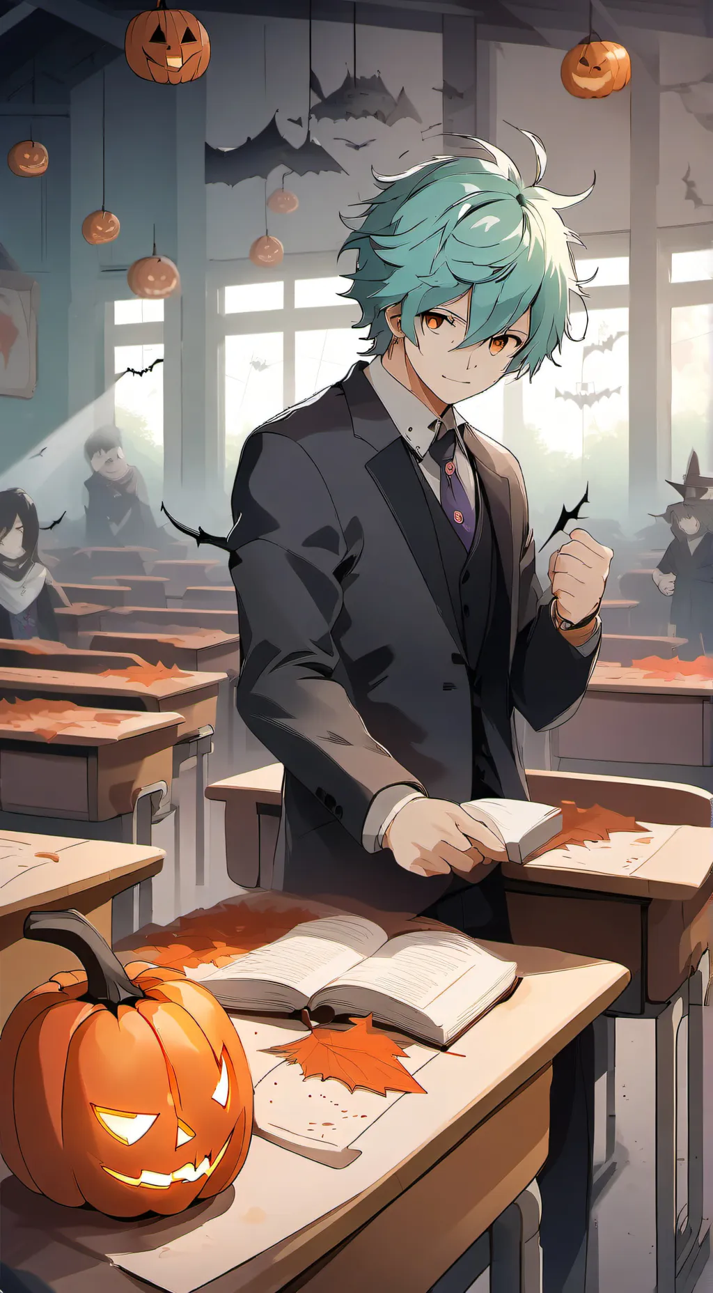 ai character: Mha Halloween  background