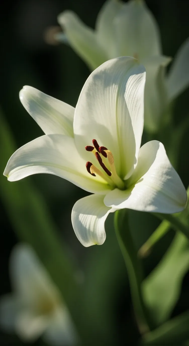 ai character: White lily cookie background