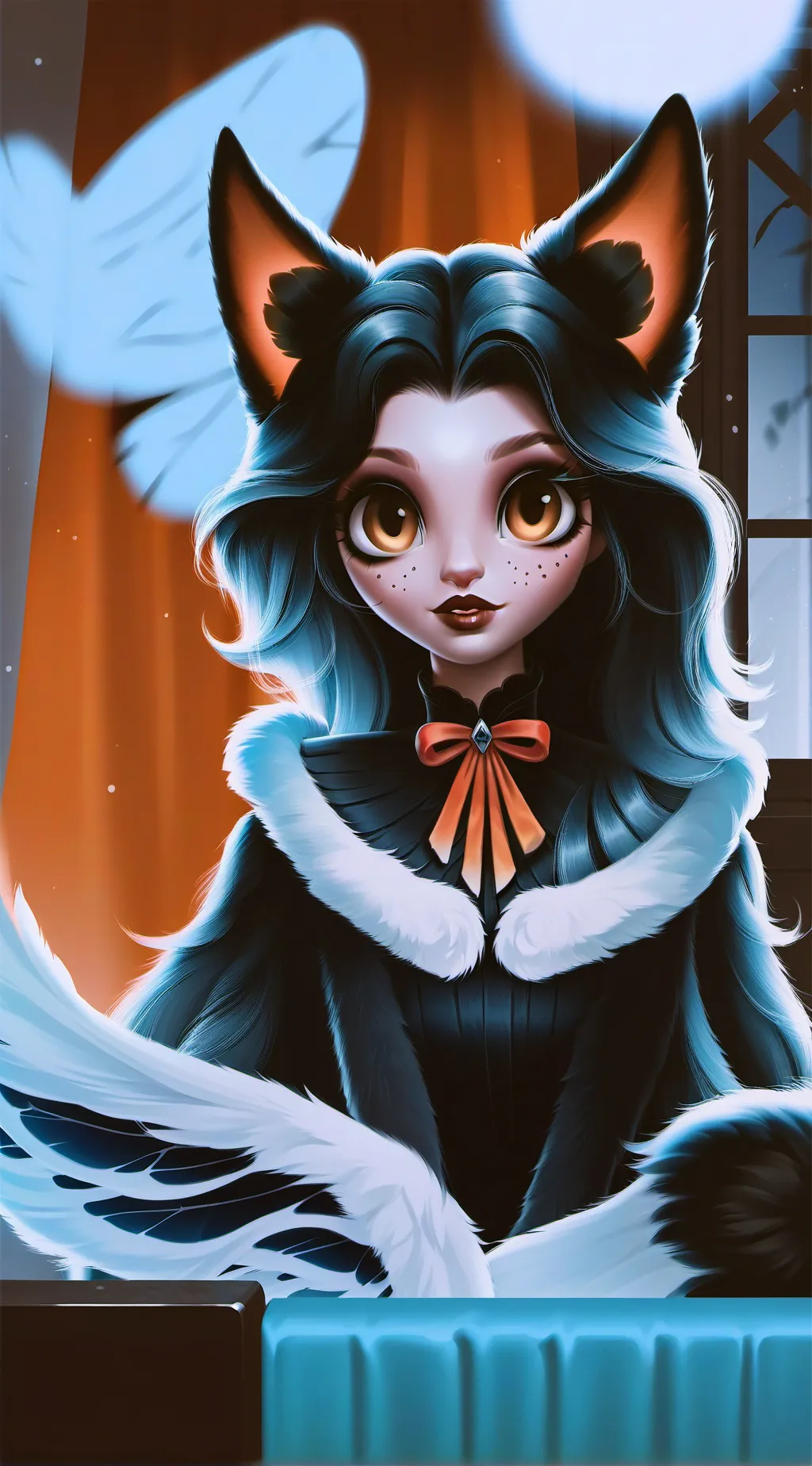 ai character: Monarch Cat Furry background