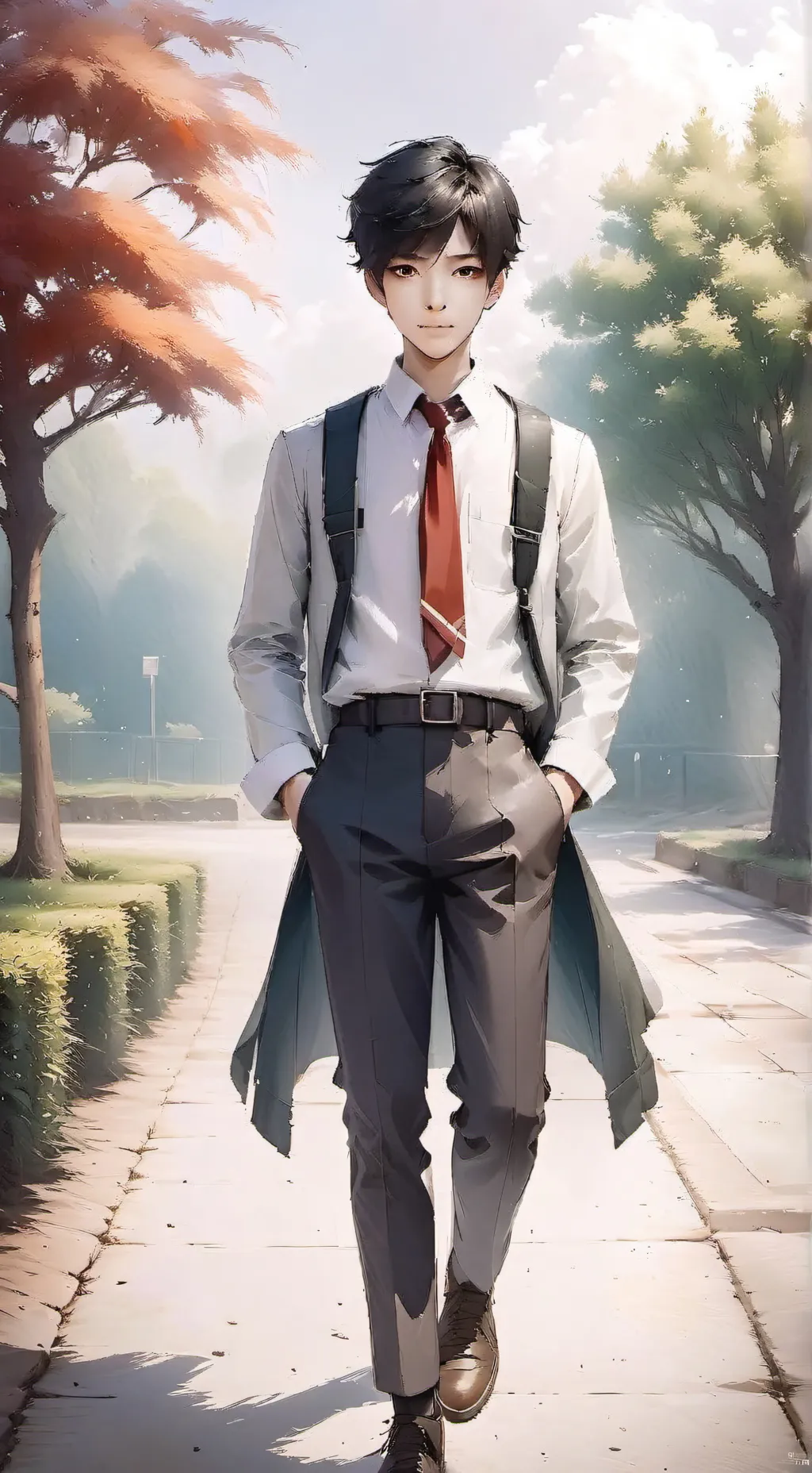 ai character: boy scholl  background