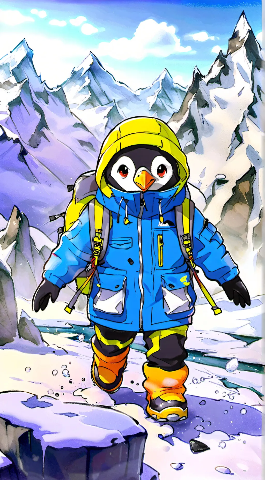 ai character: Penguiny.  background