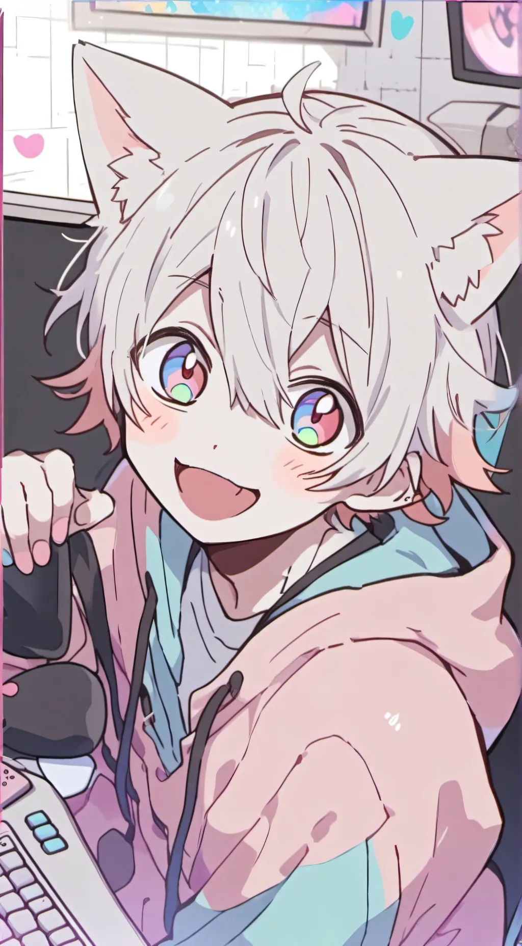 ai character: Pinky PawPrint background