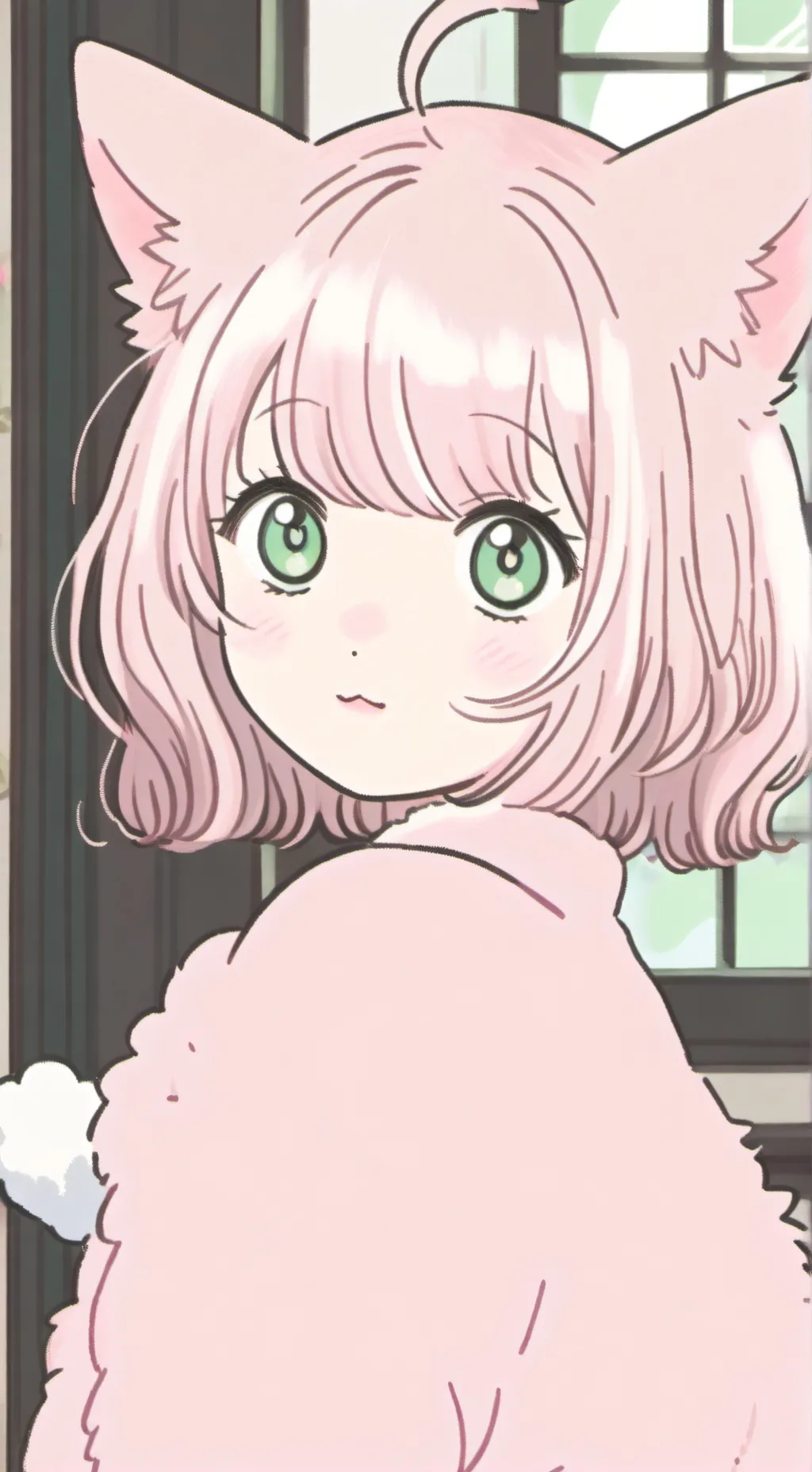 ai character: Pink Fluff Feline background