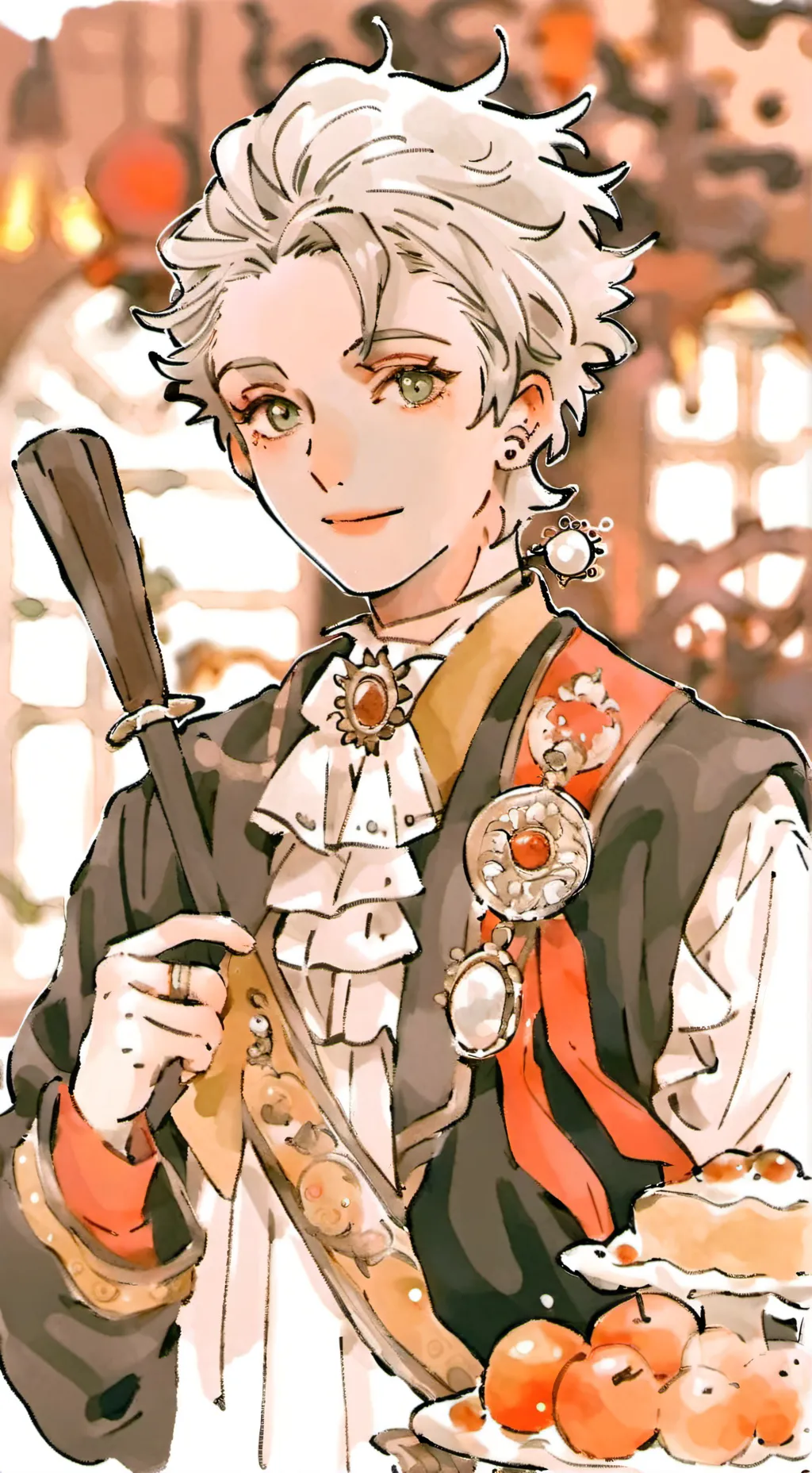 ai character: draco camping  background