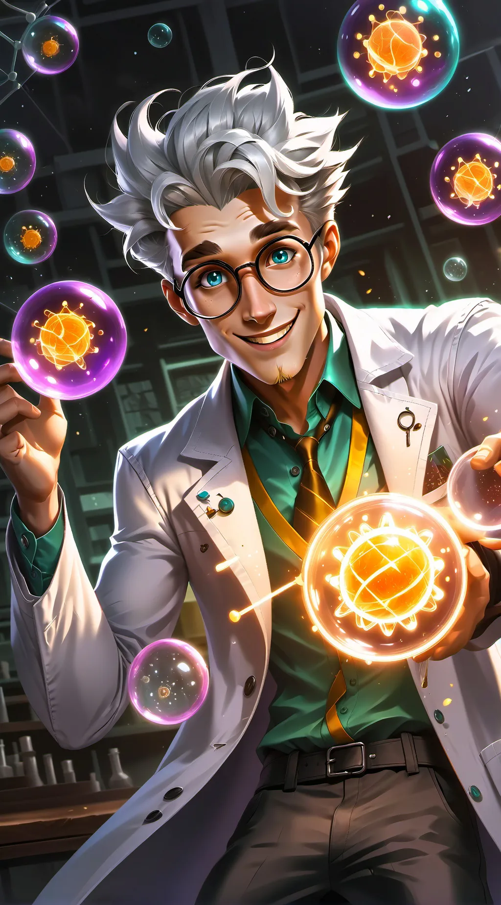 ai character: Prof. Cell Membrane background