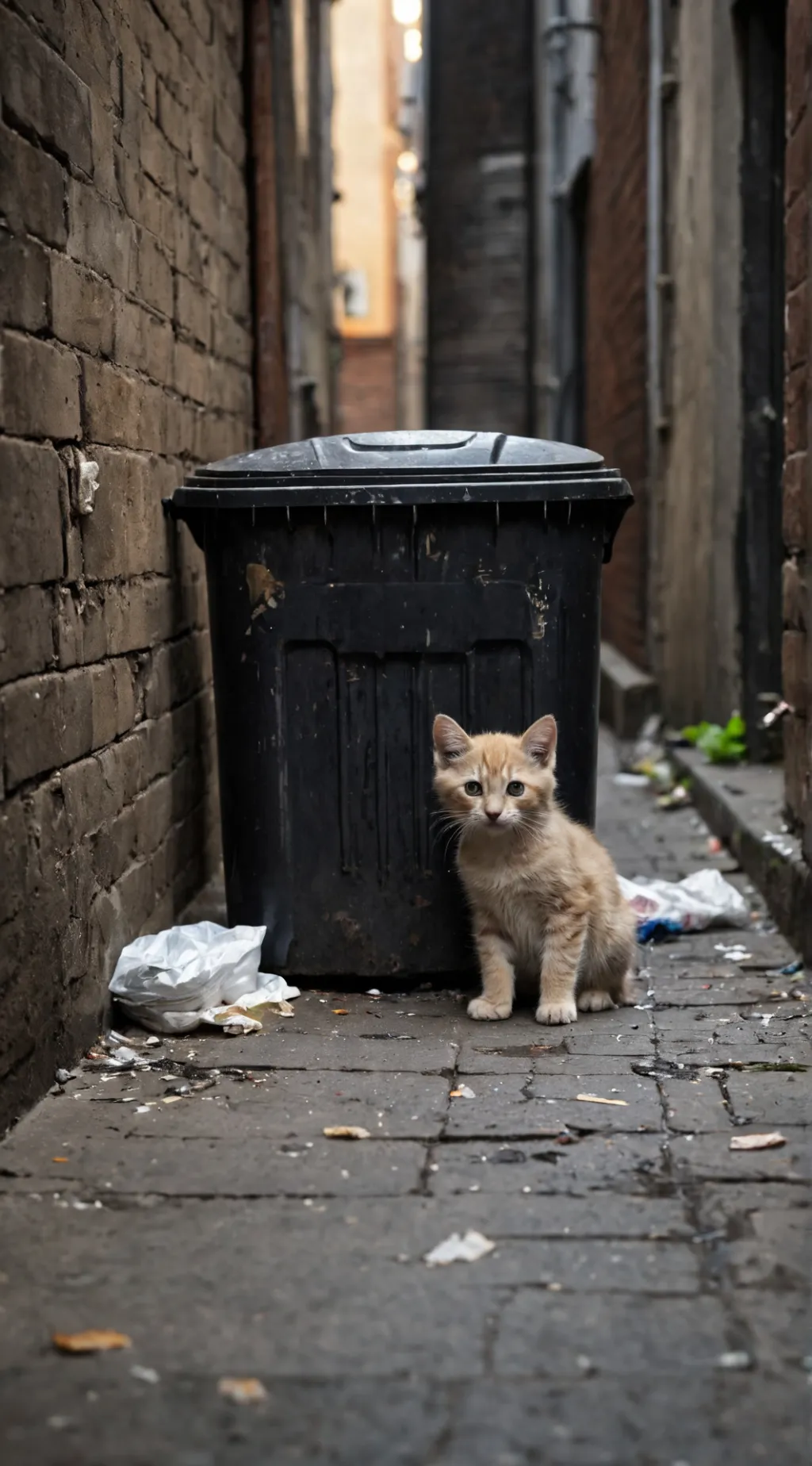 ai character: Lonely sad kitten  background