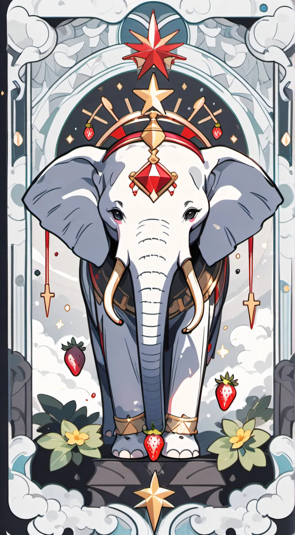 ai character: strawberry elephan background