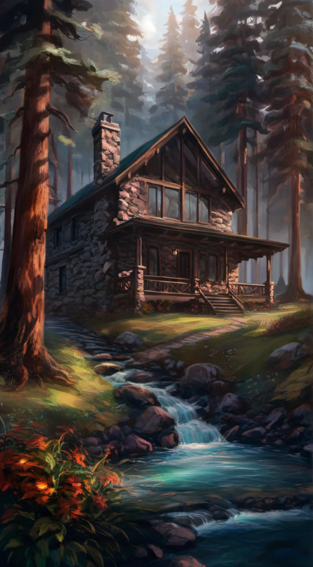 ai character: River side camp background