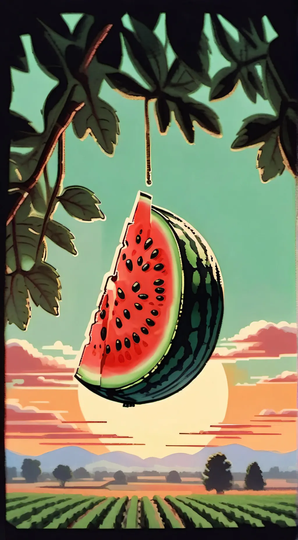 ai character: watermelon background