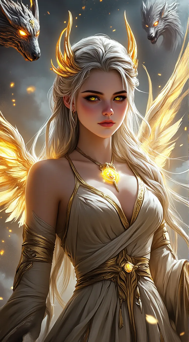 ai character: God of Light Amira background