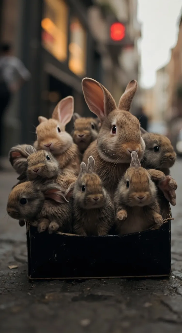 ai character: homeless bunny  background