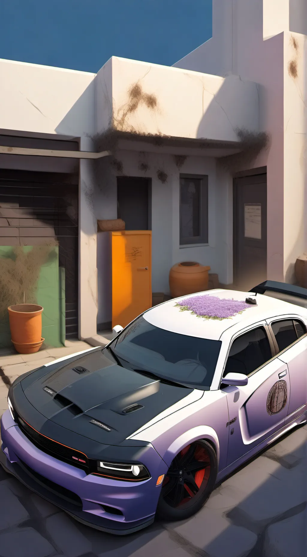 ai character: cutting up highway background