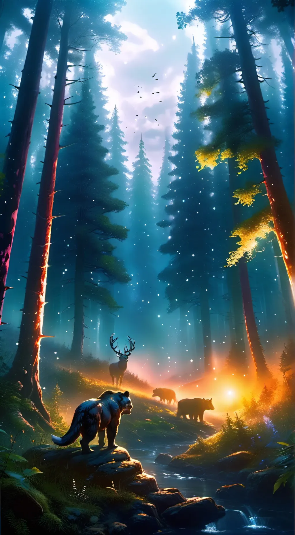 ai character: Enchanted woods  background