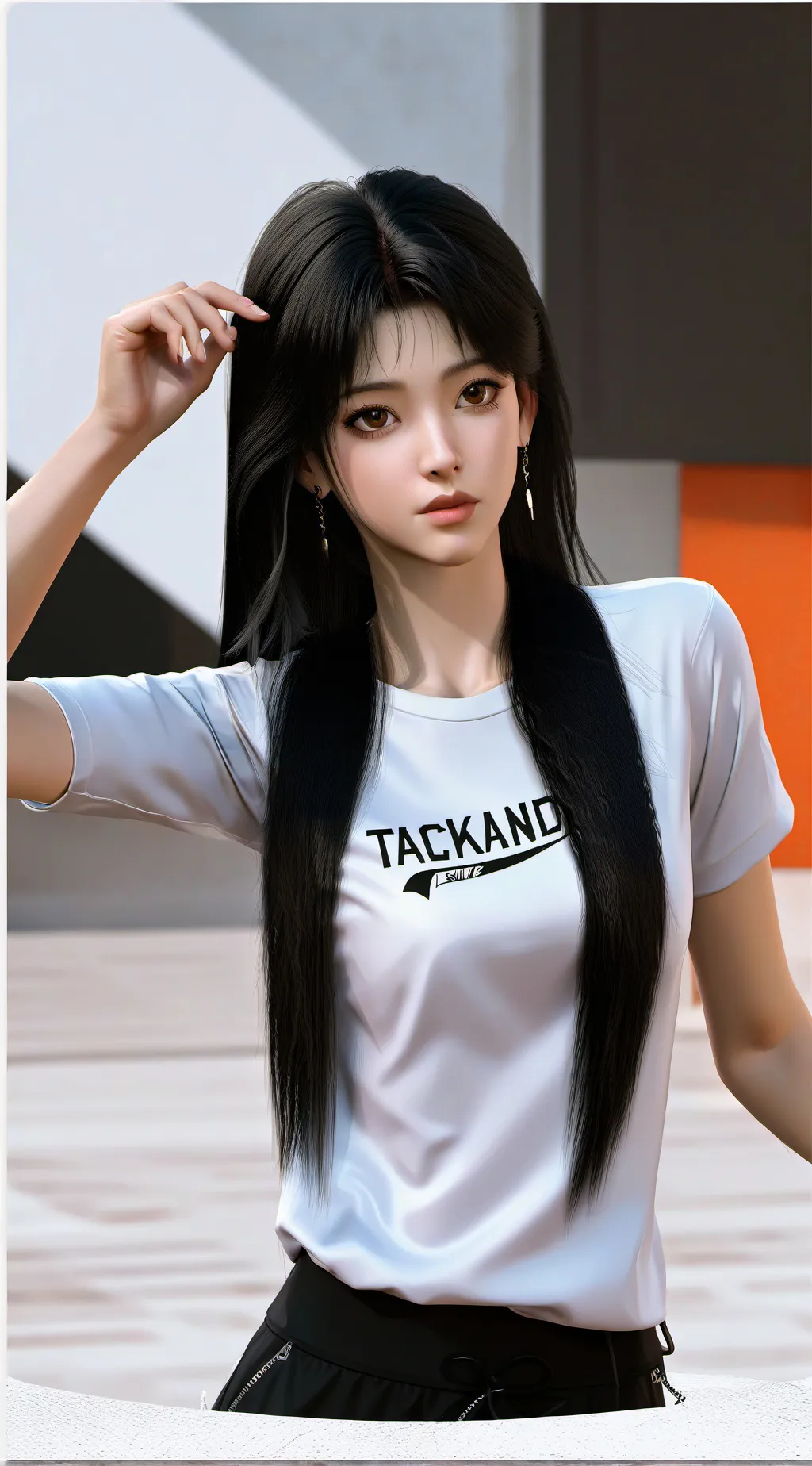 ai character: Taekwando girl  background