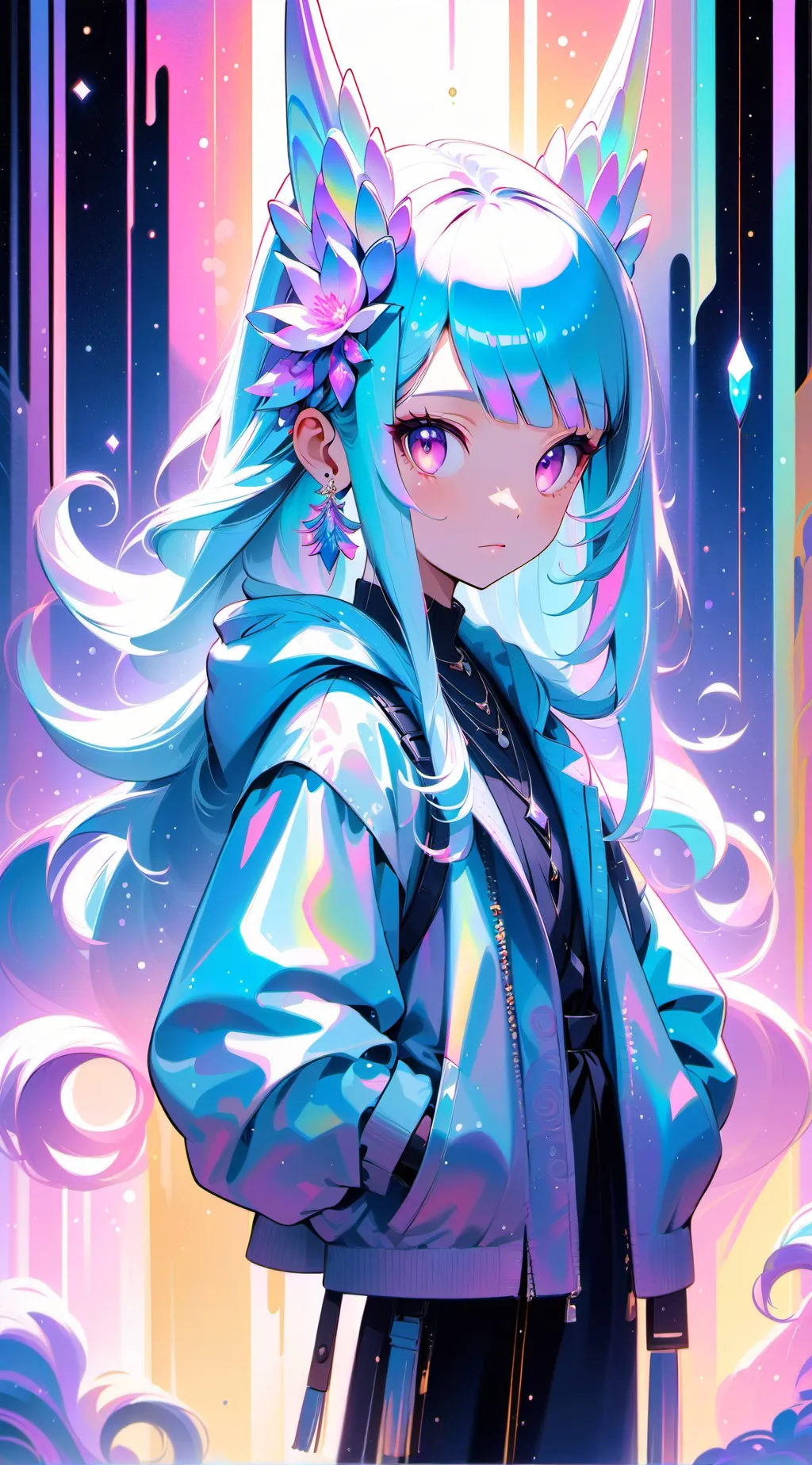 ai character: crystal🌈☄️ background