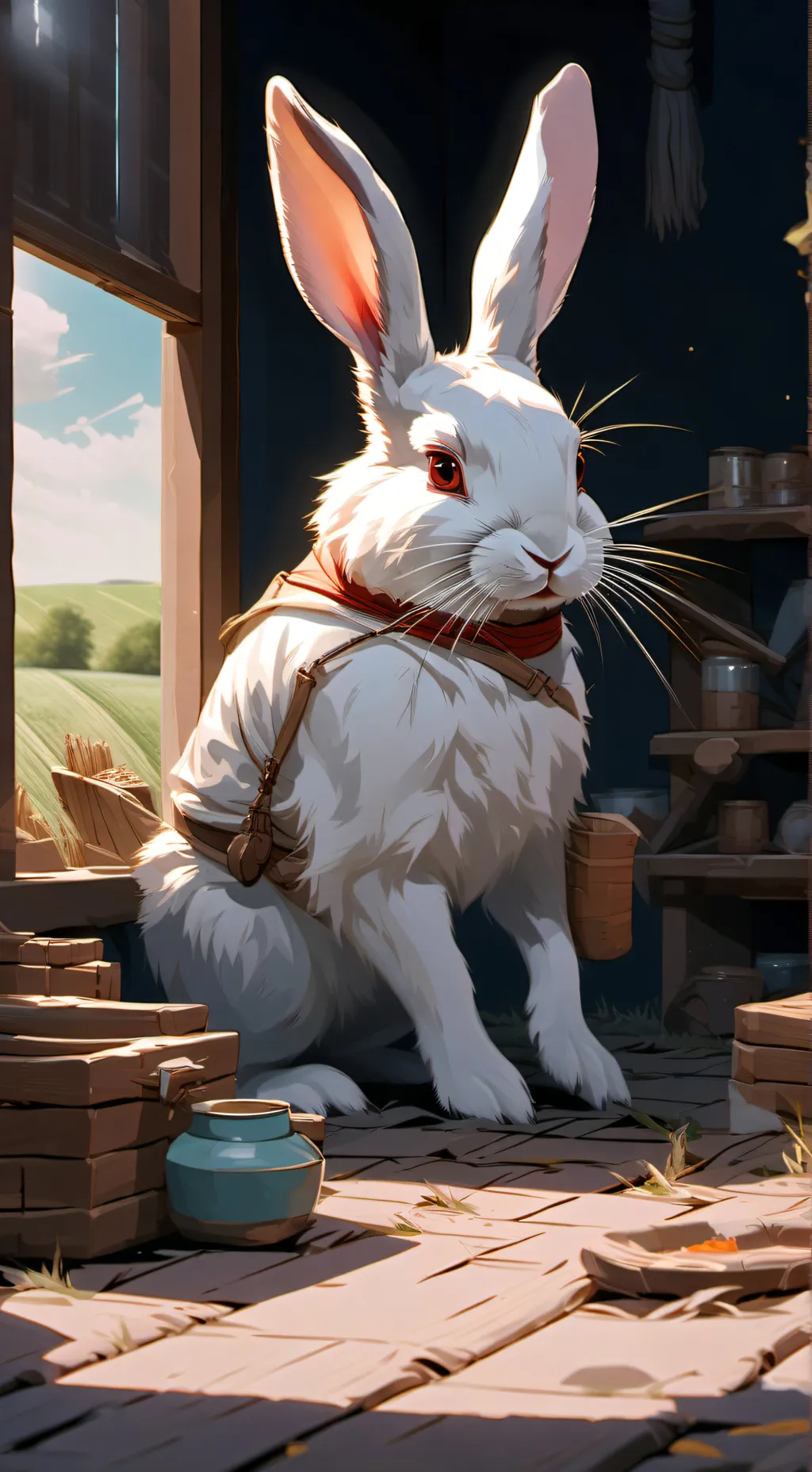 ai character: Gubby the rabbit background