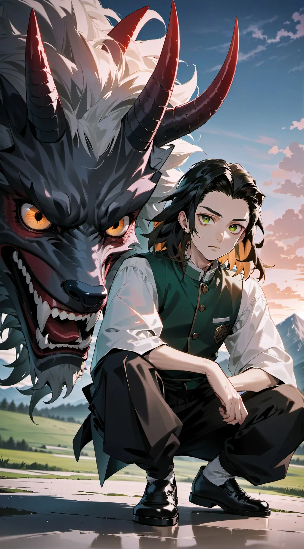 ai character: Demon slayer  background