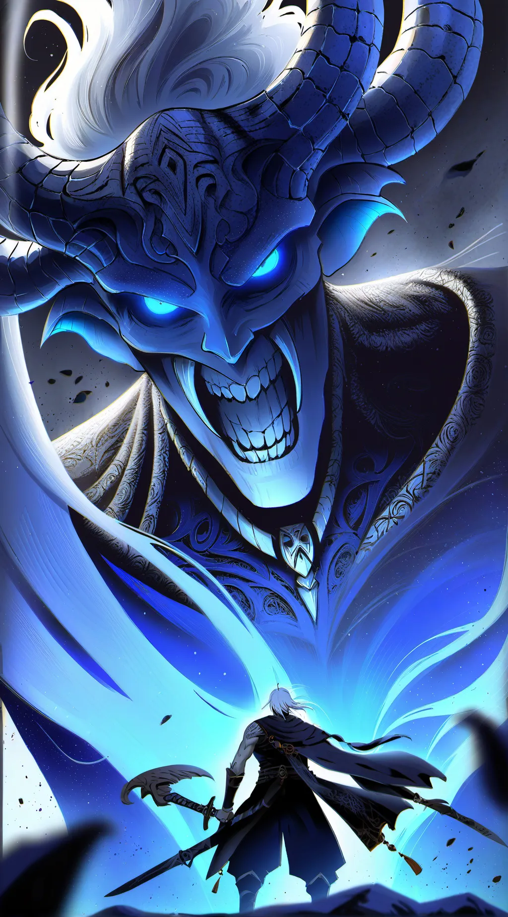 ai character: blue king giant background