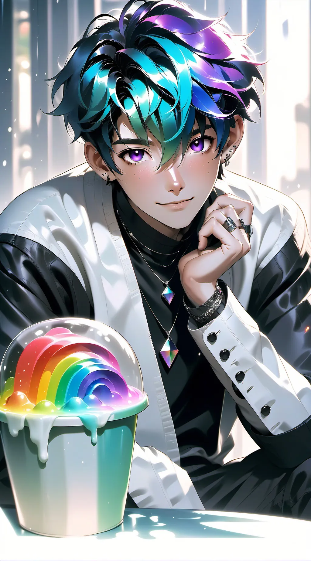 ai character: neon background