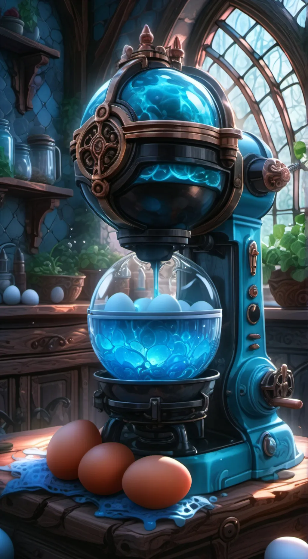 ai character: egg maker background