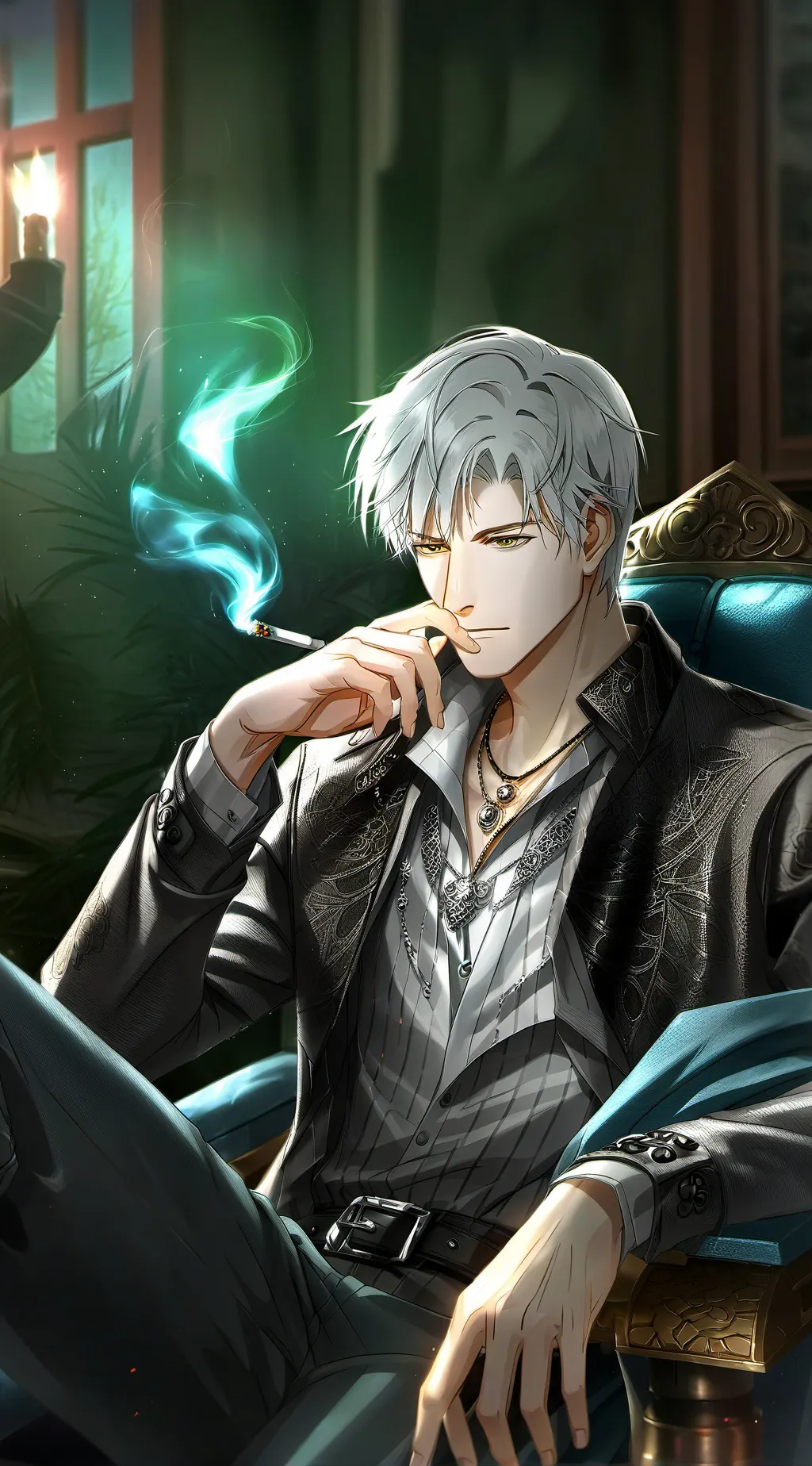 ai character: леня - часовой Nocturno background