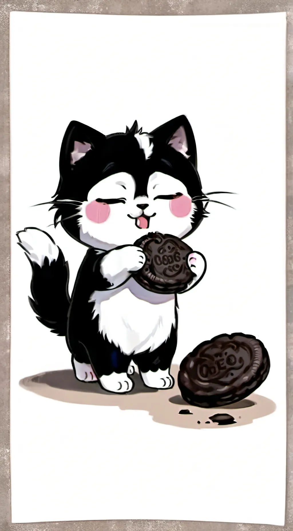 ai character: Cat with a Oreo  background