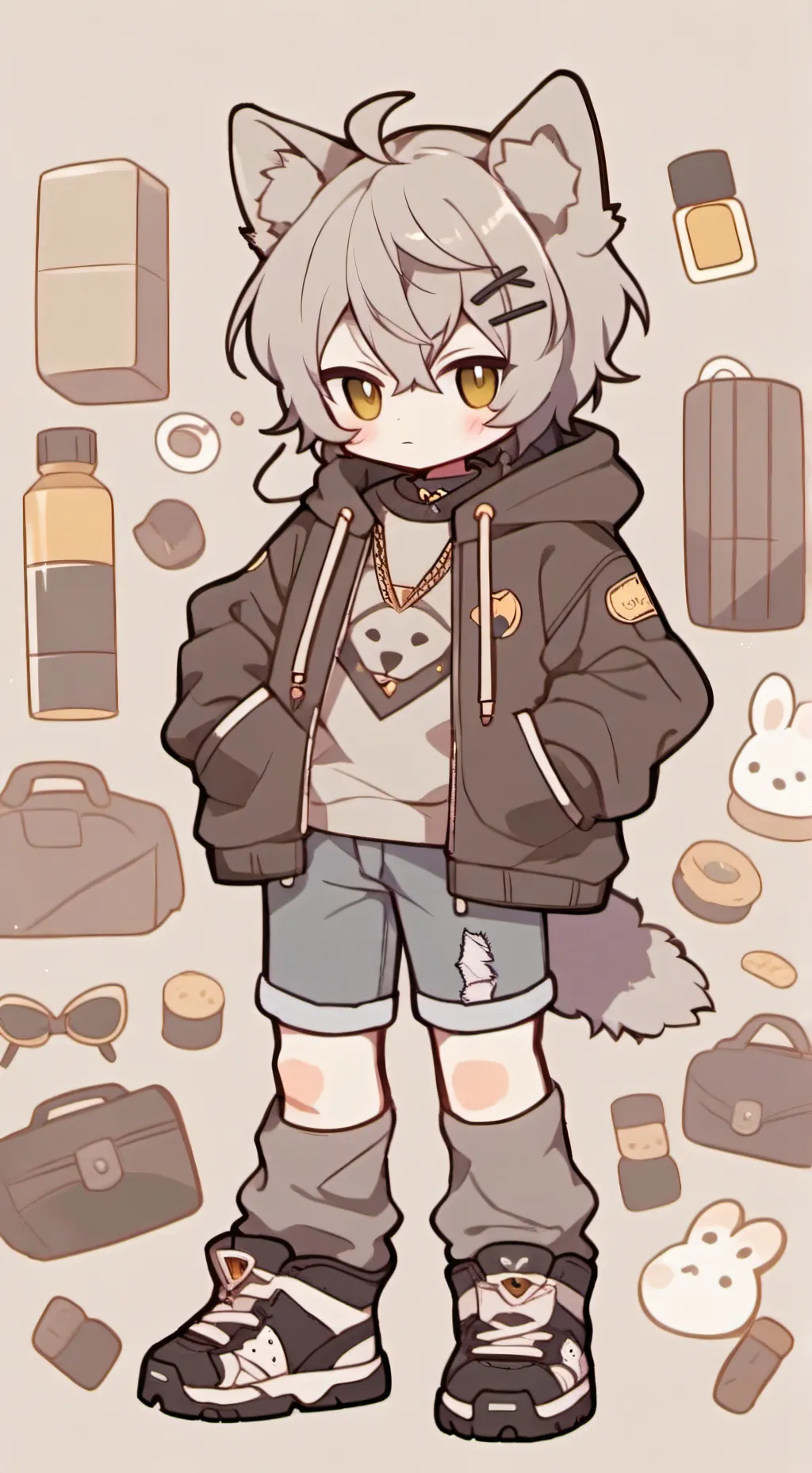 ai character: grey background