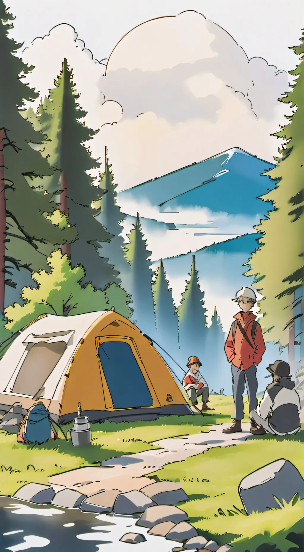 ai character: Camping trip background
