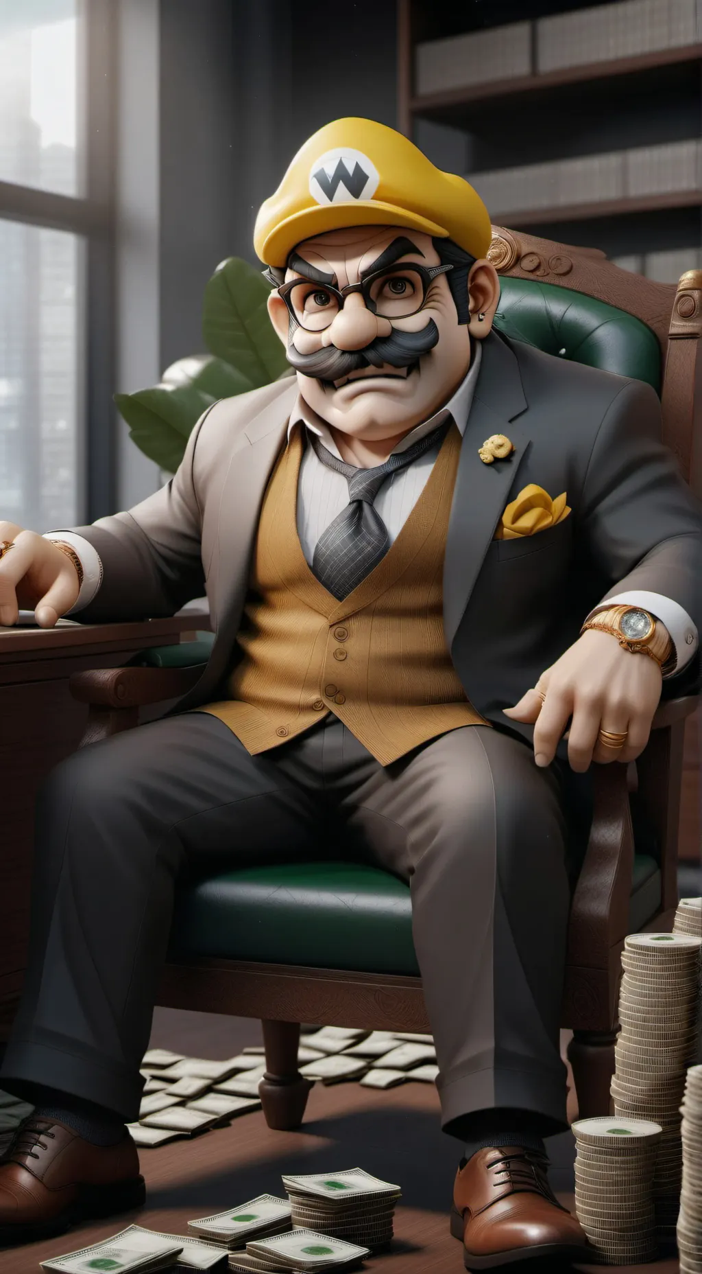 ai character: Greedy Rich Wärio background