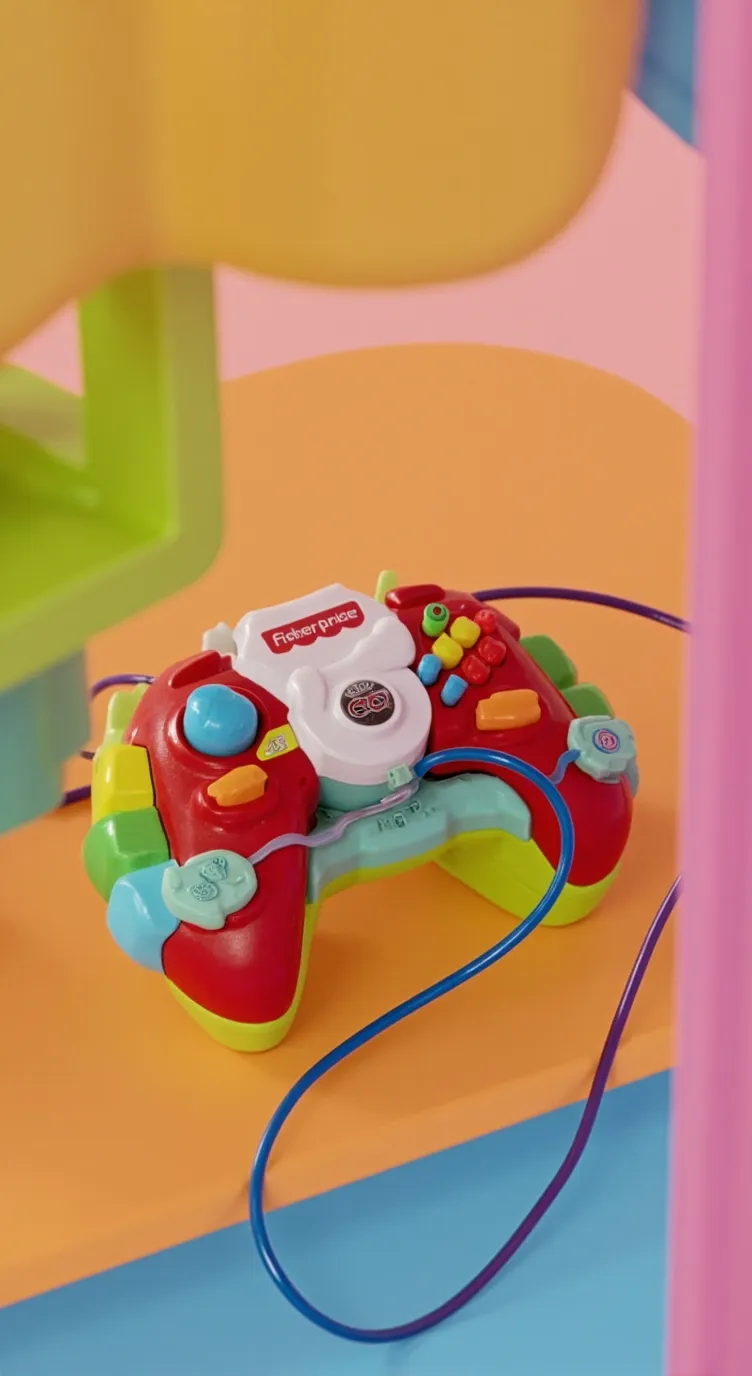 ai character: NewFisherPriceToy background