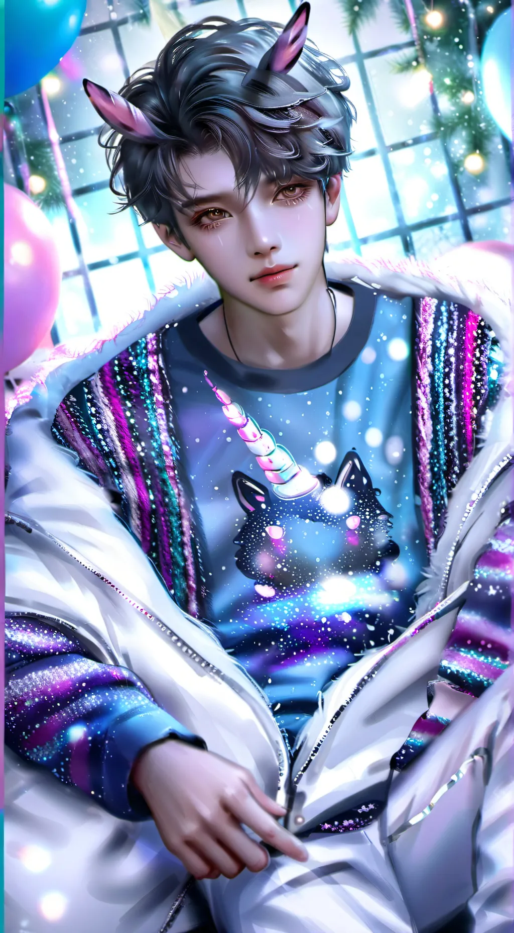 ai character: UNICORN PARTY🦄🌌 background