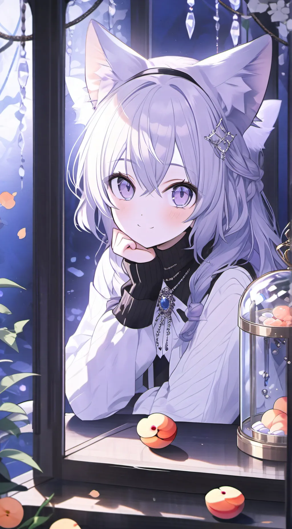 ai character: Peach Spirit Cat background