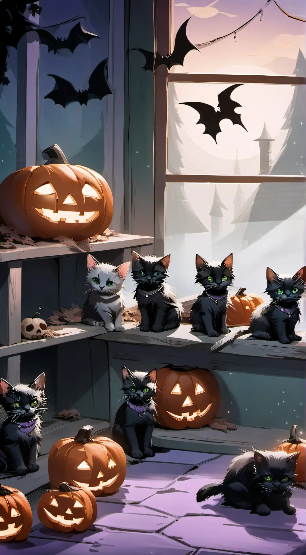 ai character: halloweeny store background