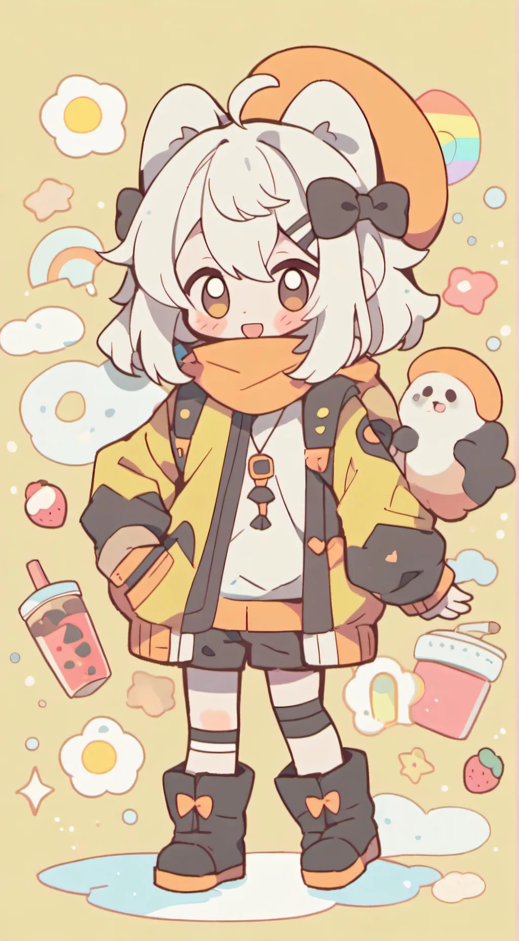 ai character: Gay particle lab background