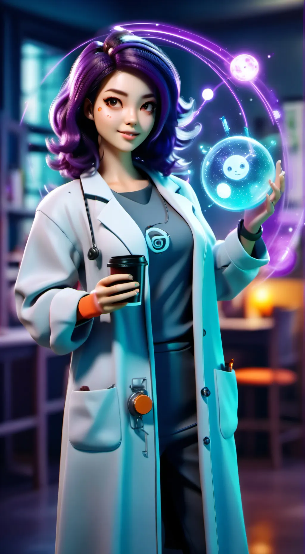 ai character: The Quantum Latte Theorist background