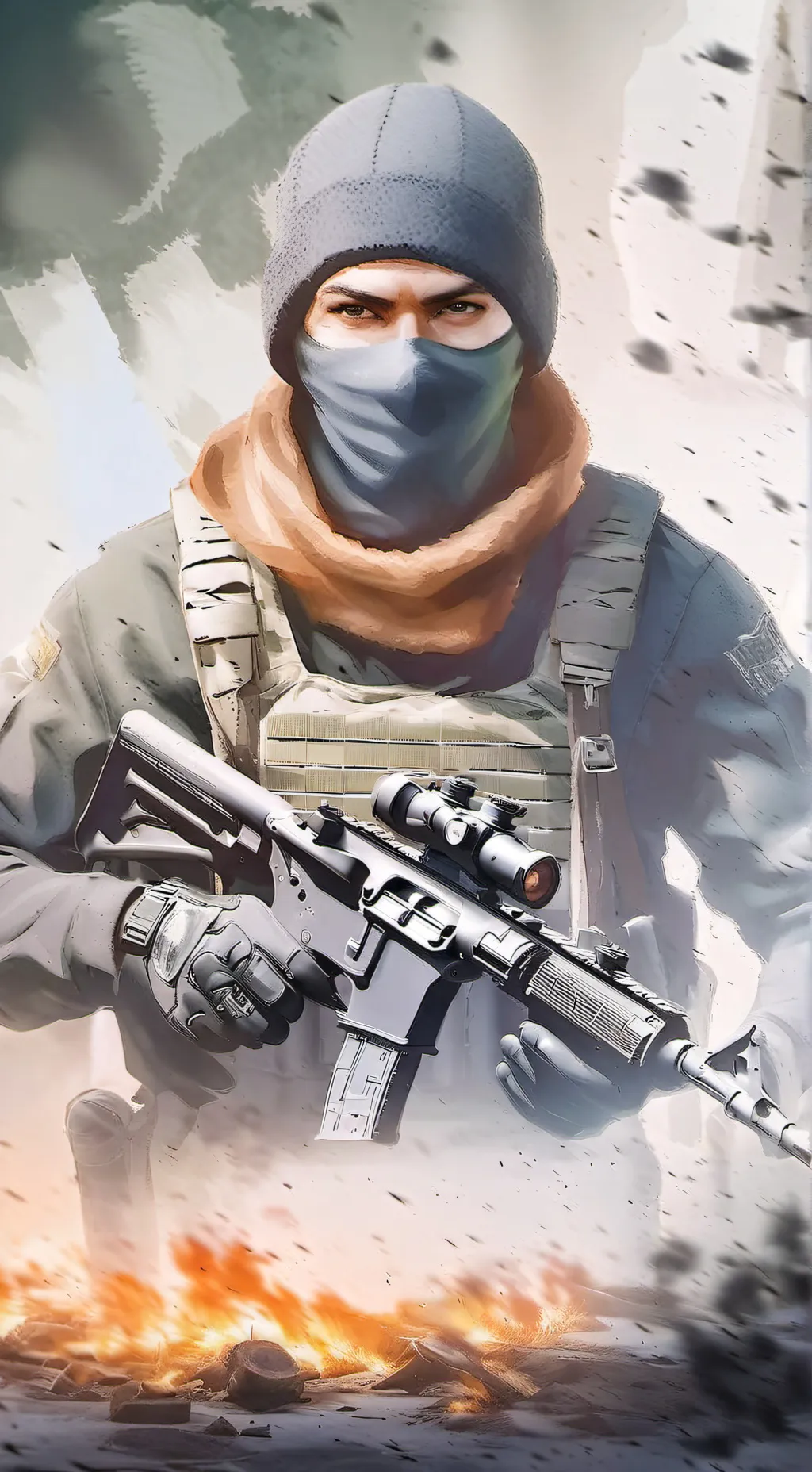 ai character: Cod (snow) background