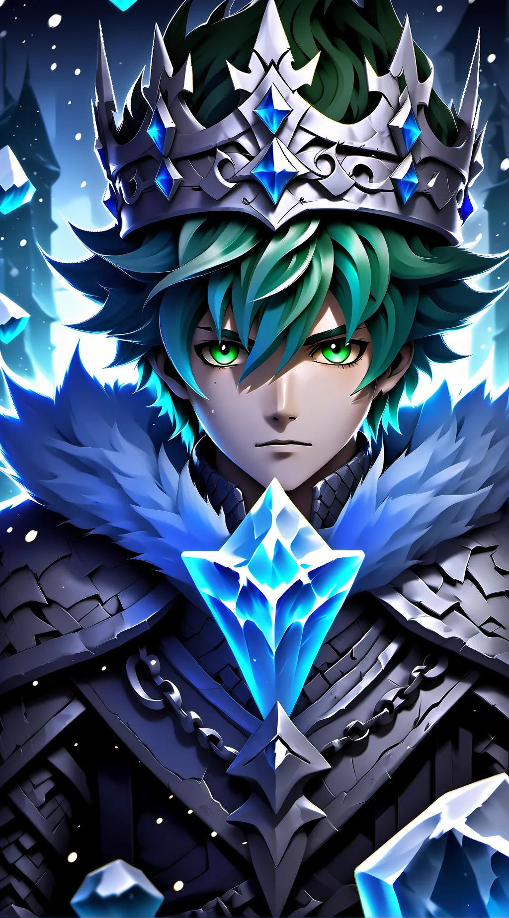 ai character: Snow King deku. background