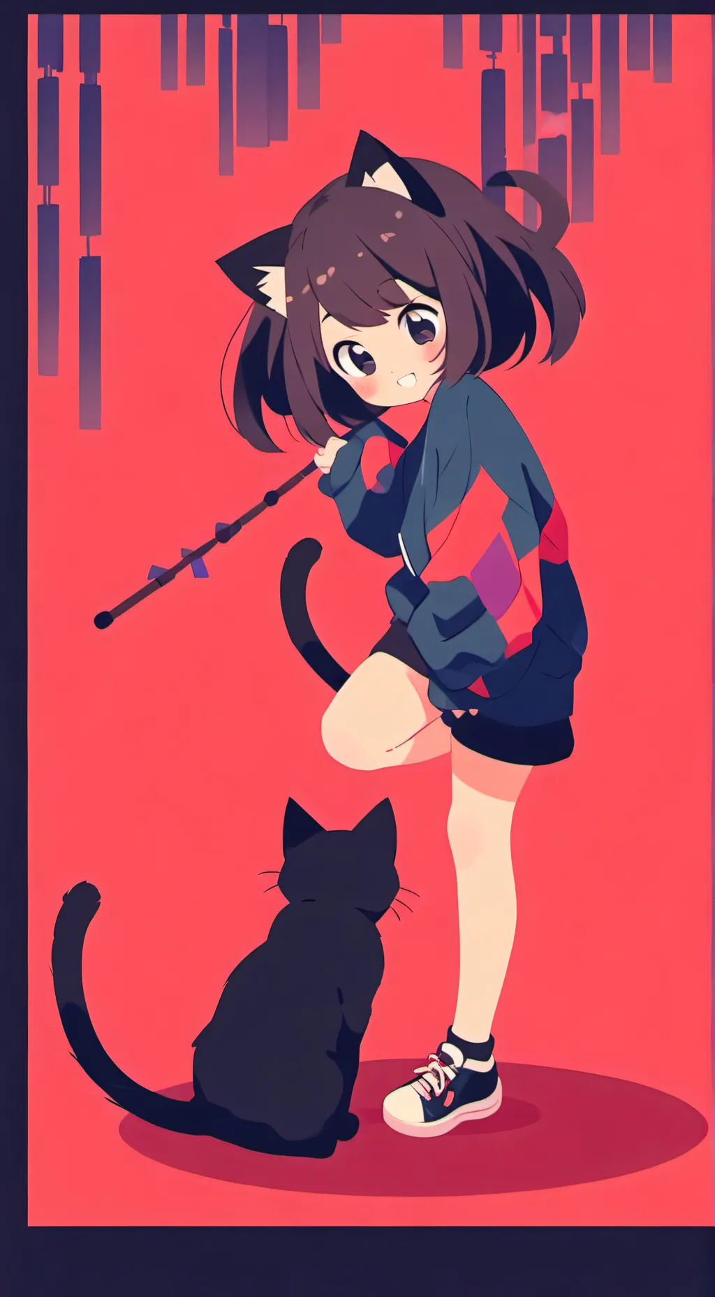 ai character: Black Furred Girl Furry background