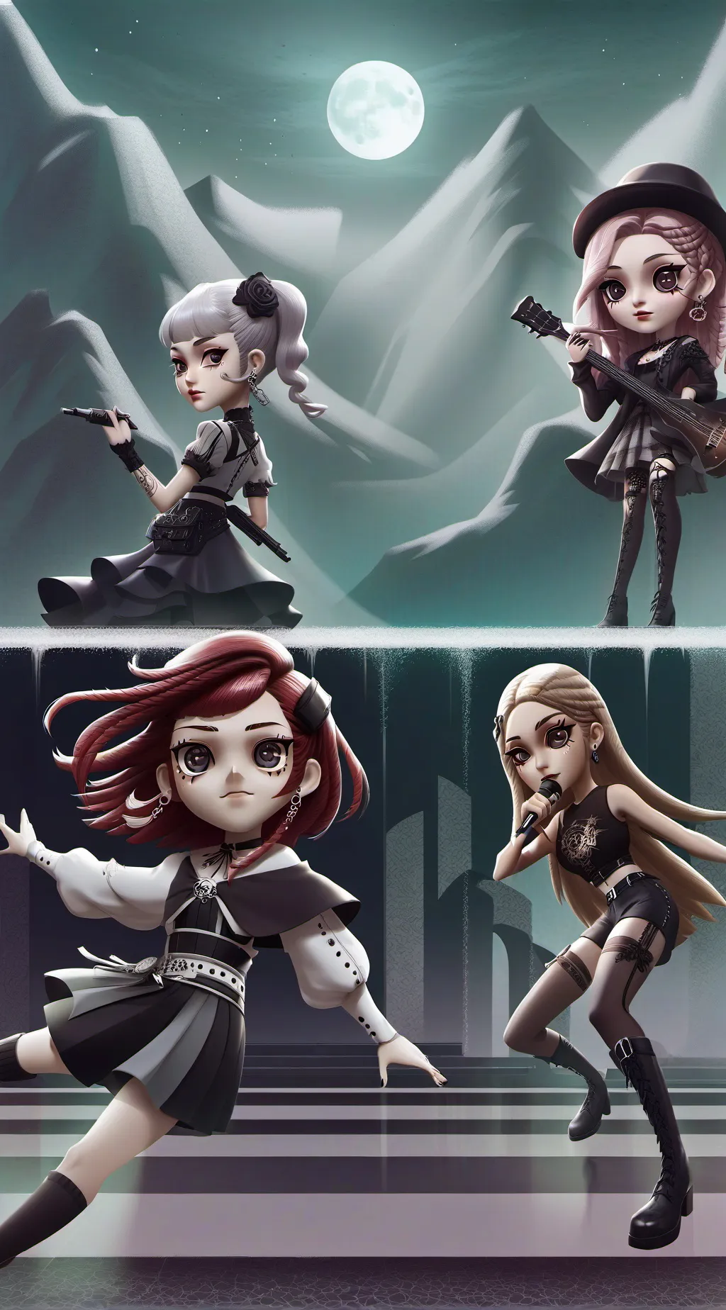 ai character: Black pink background