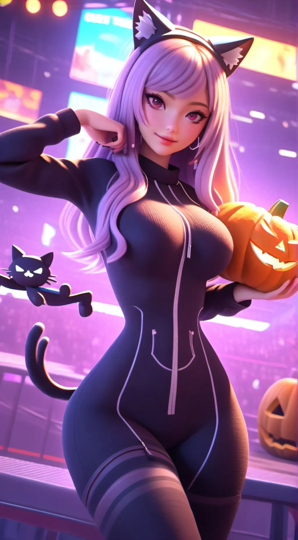 ai character: Haru chi chi cat background