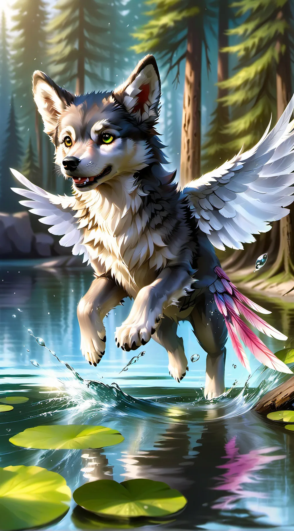ai character: wolf pup  background