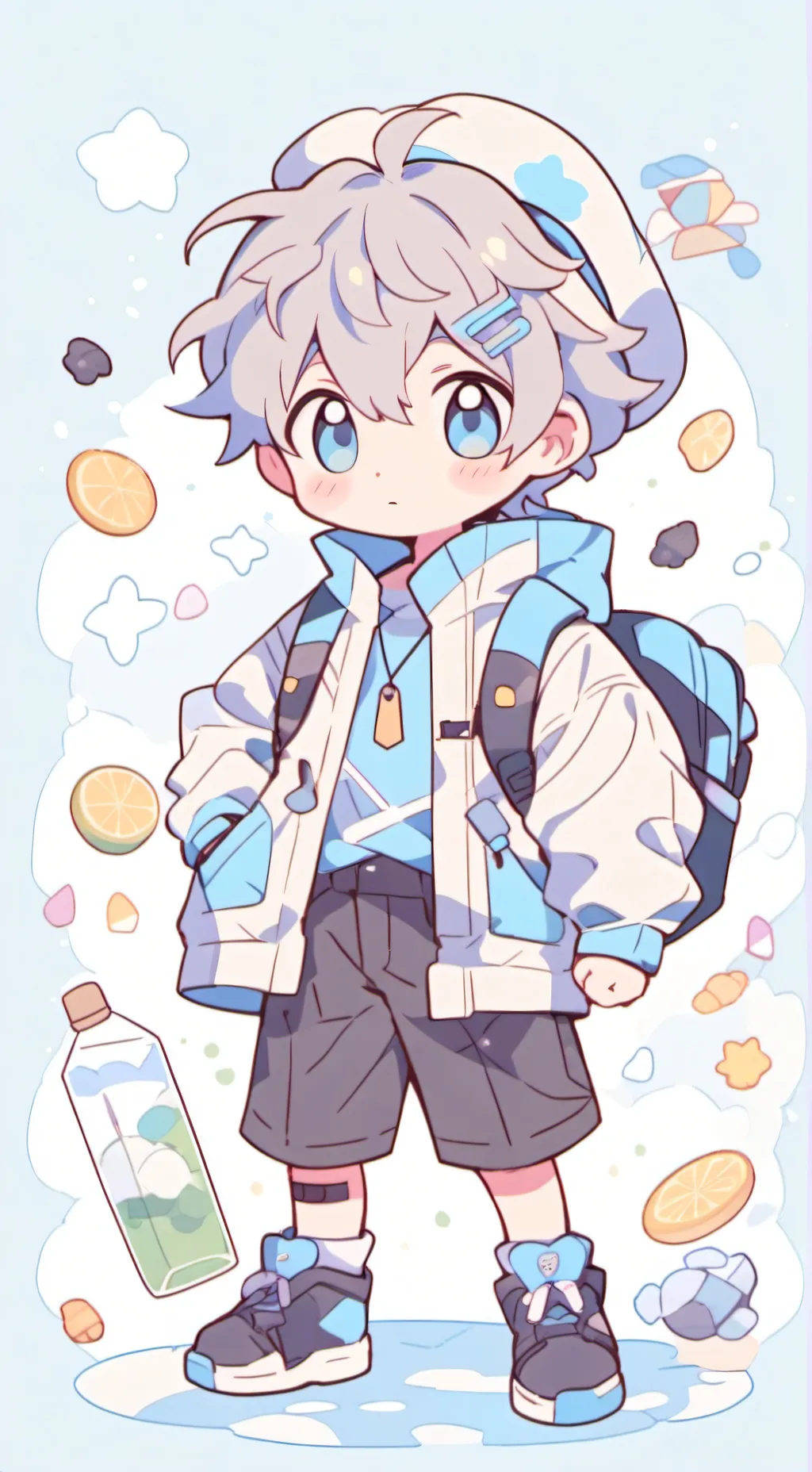 ai character: Leo sad  background