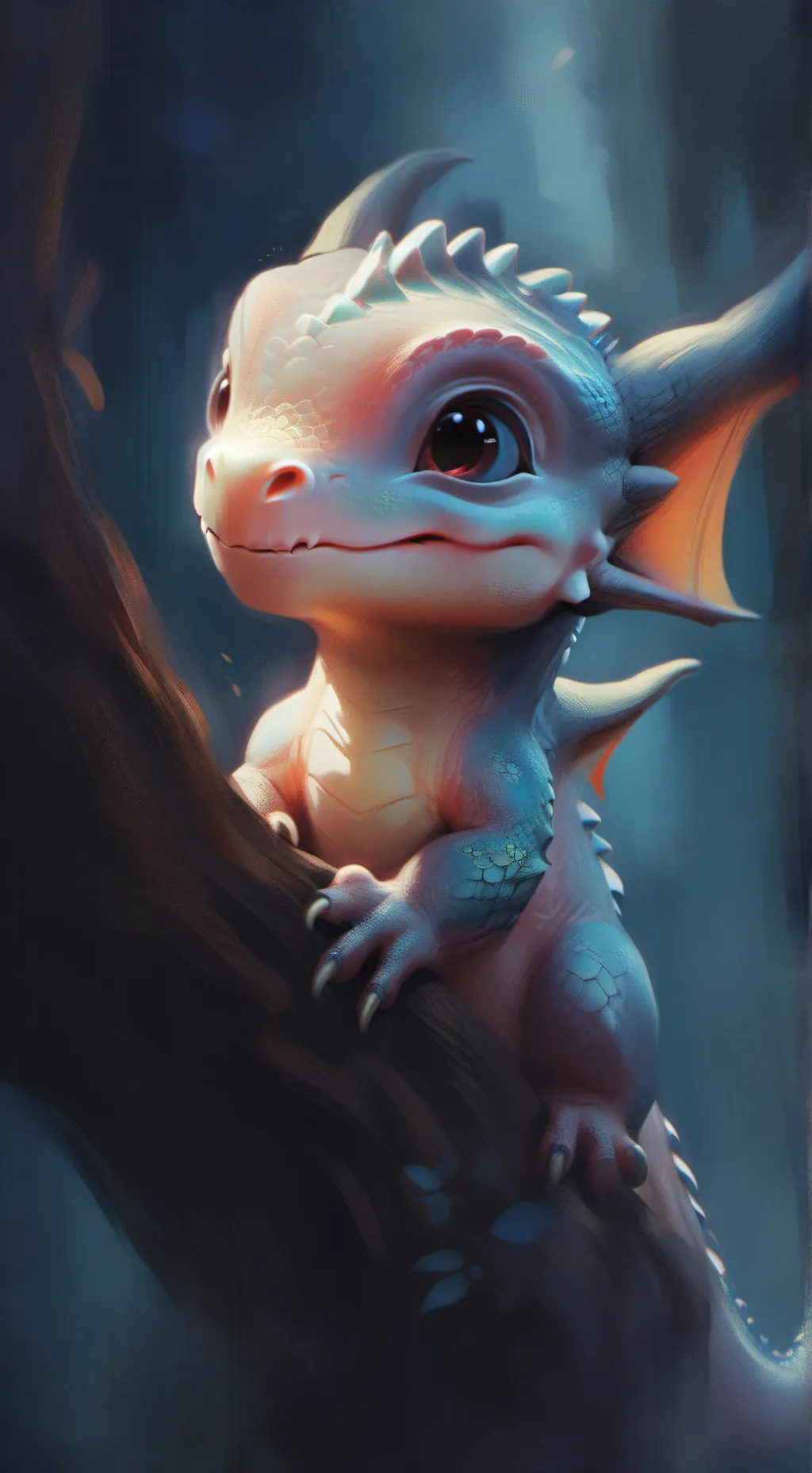 ai character: cute baby dragon  background