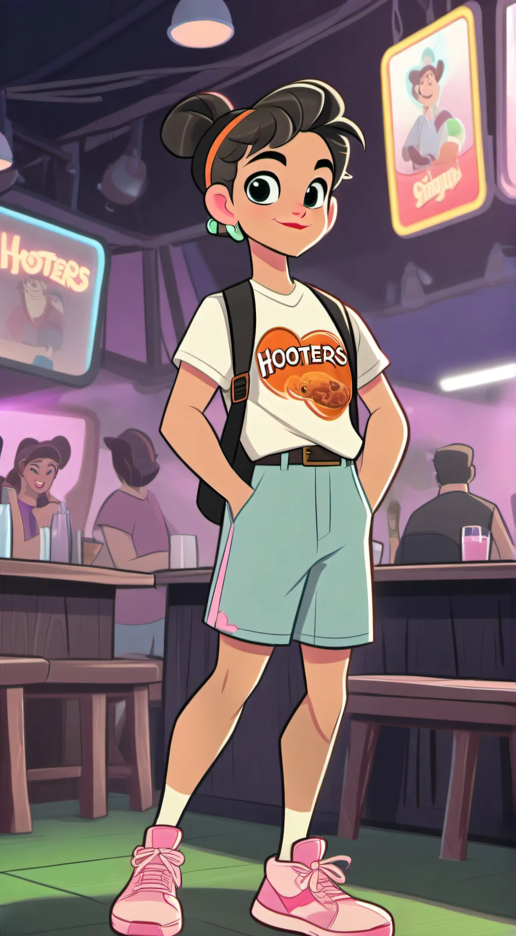 ai character: Mha HOOTERS background